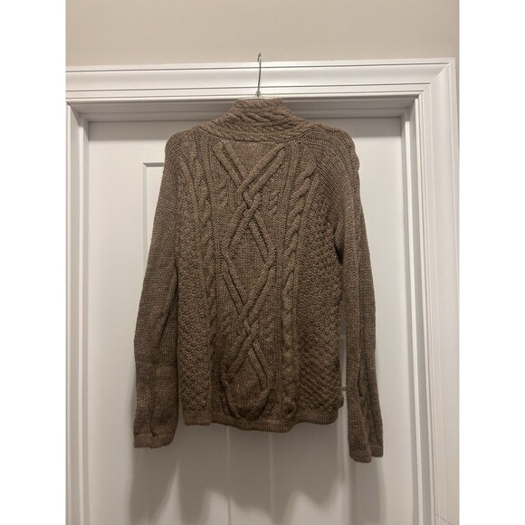 Highland Home Industries Small Pure New Wool Brown Cable Knit Cardigan Sweater - Picture 7 of 8